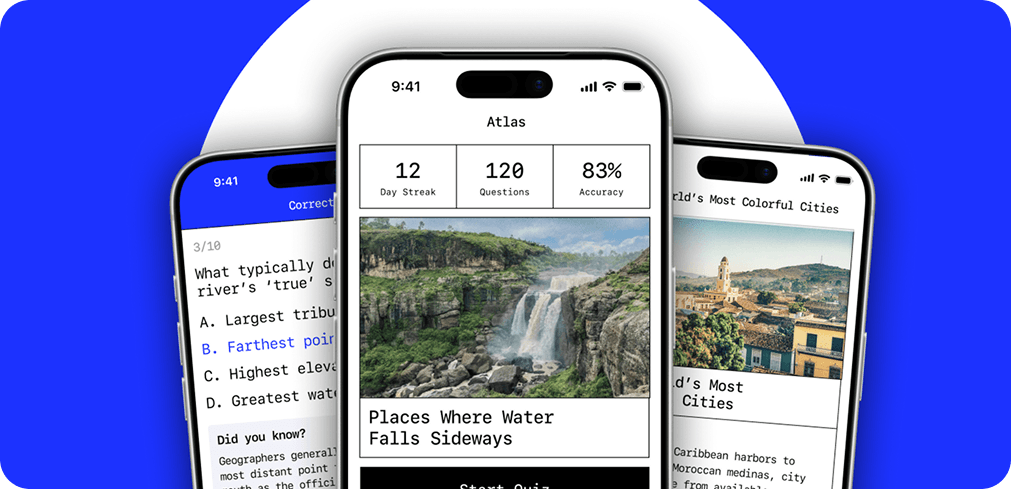 Atlas daily geography quiz app