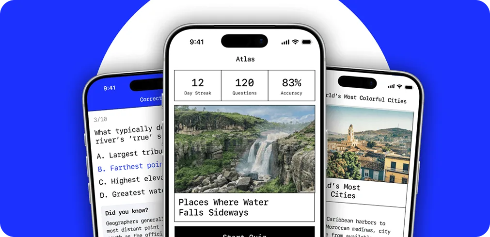 Atlas geography quiz app