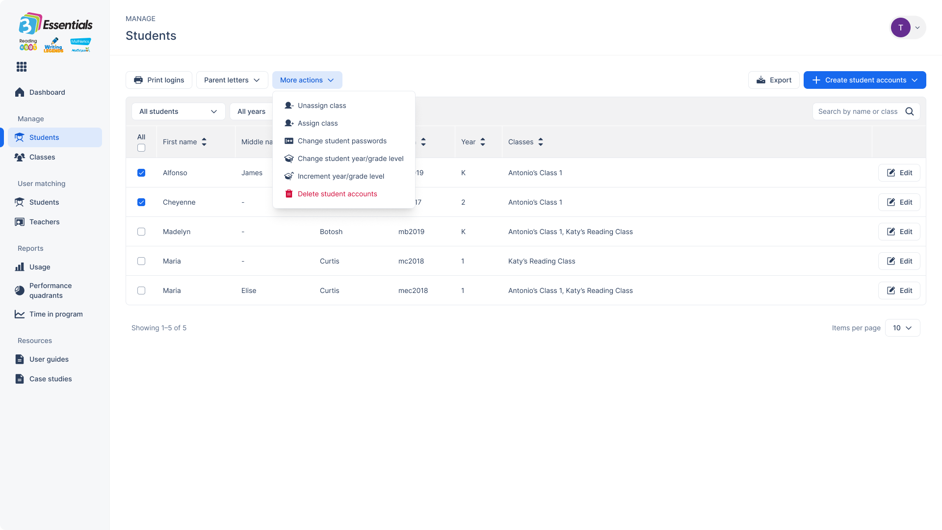 3 Essentials teacher portal